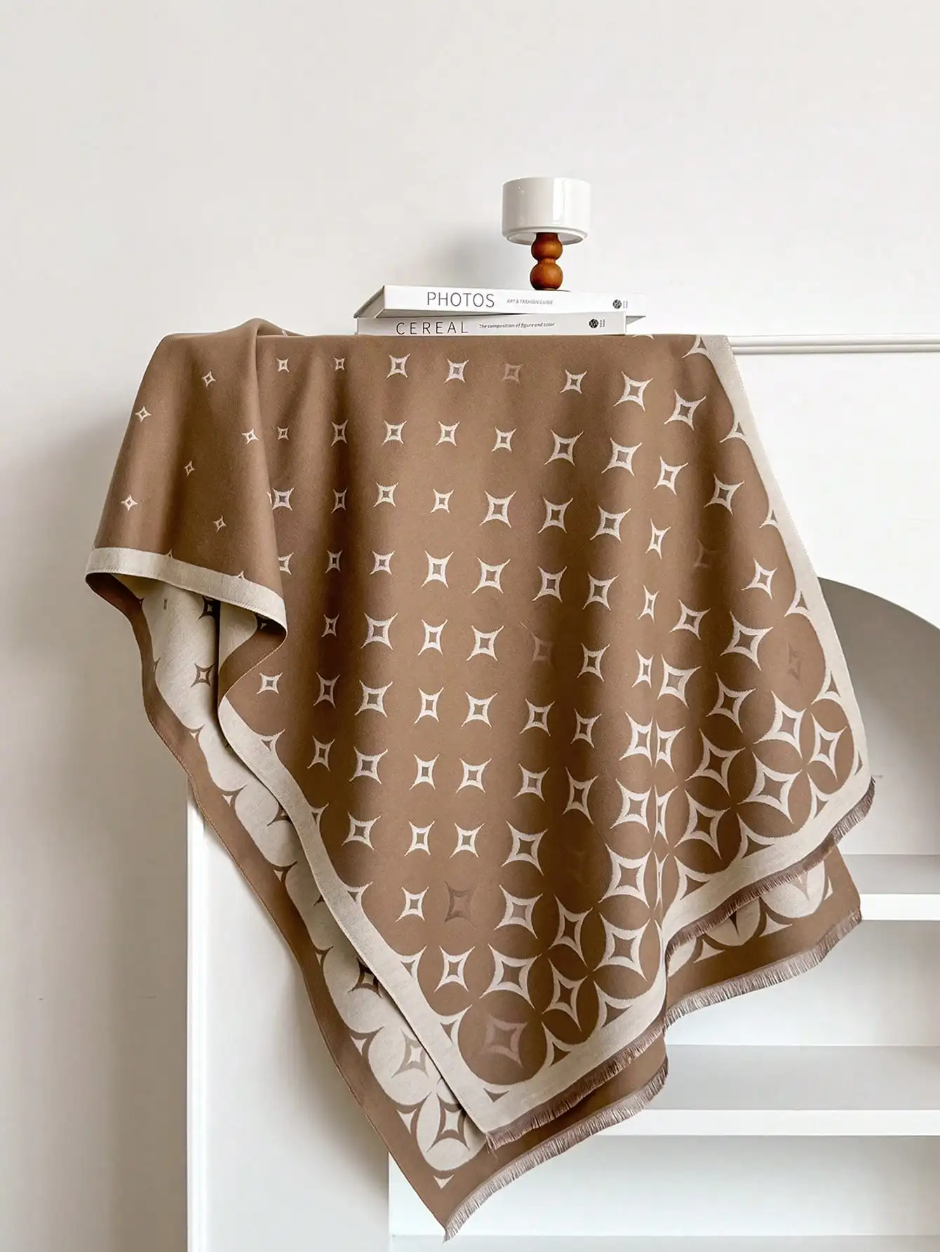 Écharpe en Faux cachemire pour femmes, 1 pièce, Jacquard étoile minimaliste, chauffe-cou/châle chaud et polyvalent (automne/hiver)