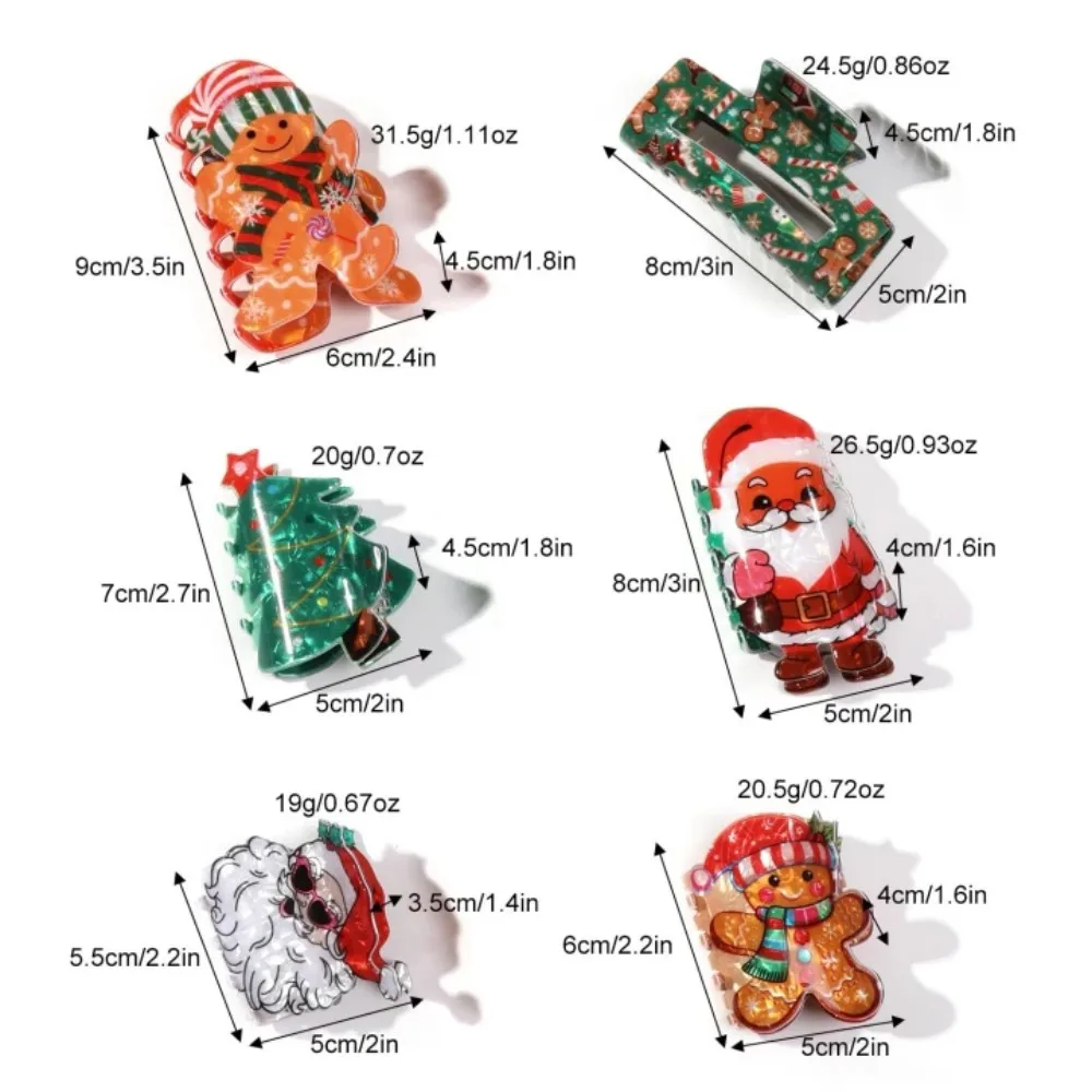 1/2 قطعة الاكريليك عيد الميلاد مشبك شعر مقاطع للنساء ، الزنجبيل رجل تصميم الشعر الفك مقاطع إكسسوارات الشعر هدية عيد دبوس الشعر #6