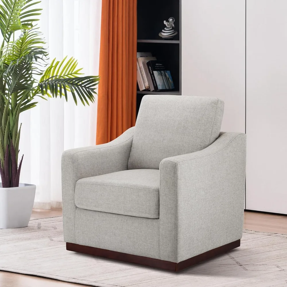 

Swivel Accent Chair, Upholstered Modern Armchair, 2-in-1 Convertible Stationary Single Sofa Chair with Pet-Friendly