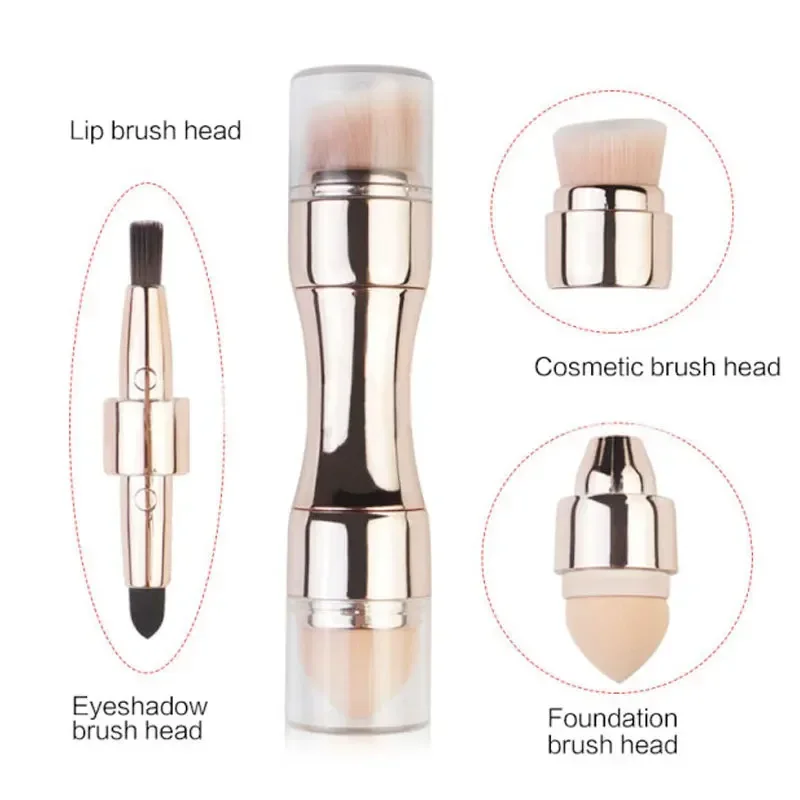 4 in 1 Multi-functional Makeup Brush Set Portable Eyeshadow Eye Lip Face Concealing Foundation Brushes