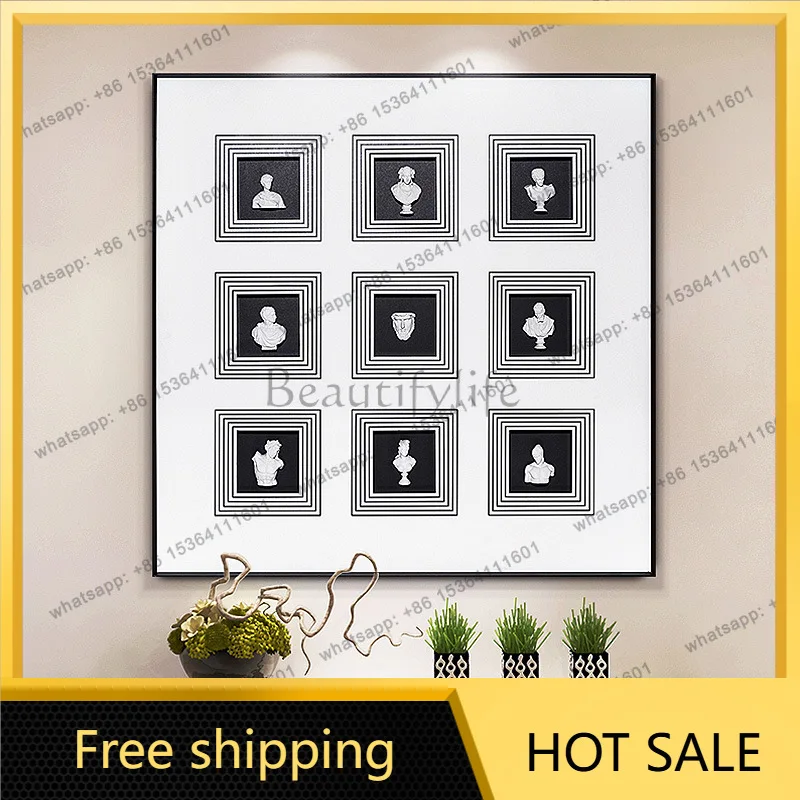 LJY European decorative painting model room entrance hanging painting three-dimensional portrait combination