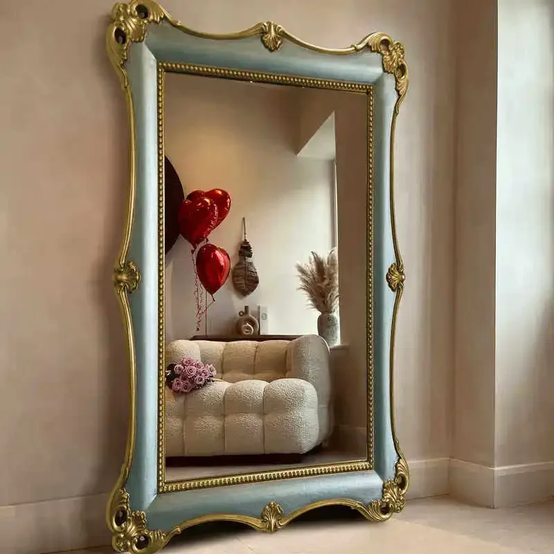 French retro full-length mirror, European full-length mirror, clothing store fitting mirror.