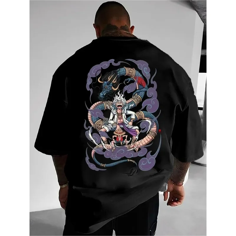 

ONE PIECE Animation Joint T-shirt Summer New Men's Harajuku Plus Size Trend Loose Casual Parent-child Short Sleeved Top