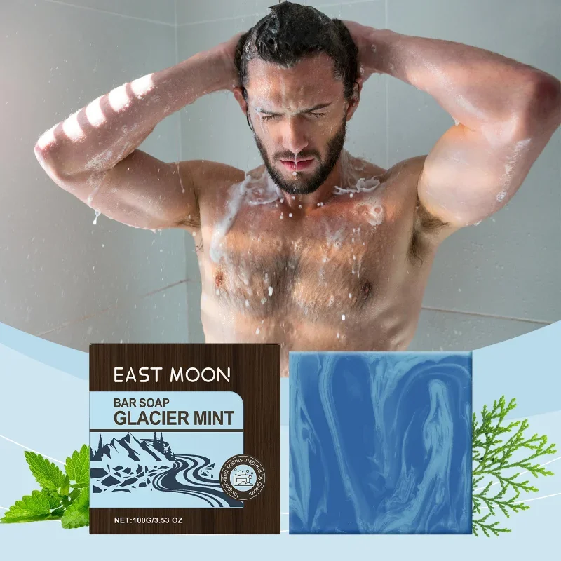

Oil-Control Glacier Mint Bath Soap - Men's Refreshing 2-in-1 Cleanser, Fragrant Moisturizing, Leaves Skin Cool & Non-Dry