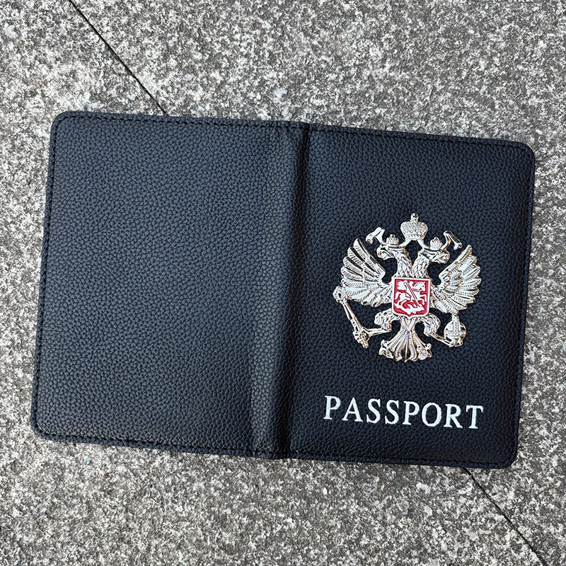 金属ロシア国章パスポートカバーファッション旅行財布パスポートバッグトラベルドキュメントオーガナイザーパスポートクリップ