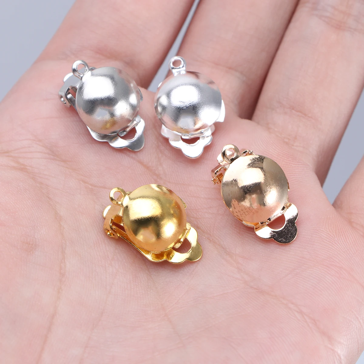 

80pcs Clips Accessories Diy Earring Making Supplies Gold Silver Electroplated Brass Semicircle Clip Home Dorm Crafting Class Use