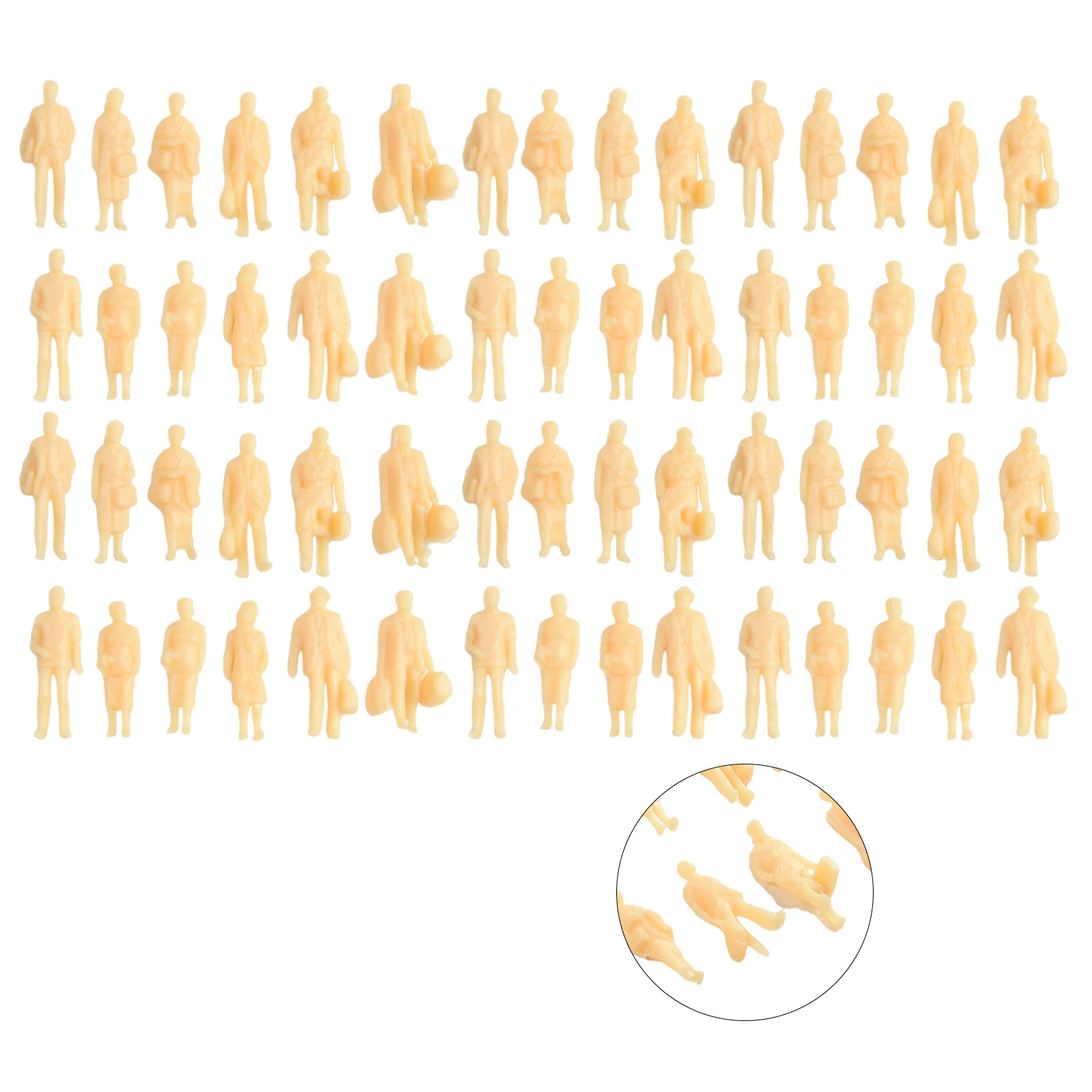 60pcs Model Train Figures 60pcs Unpainted H0 Figures Plastic Material, Realistic Coloring Ideal Decoration For Desks And Offices