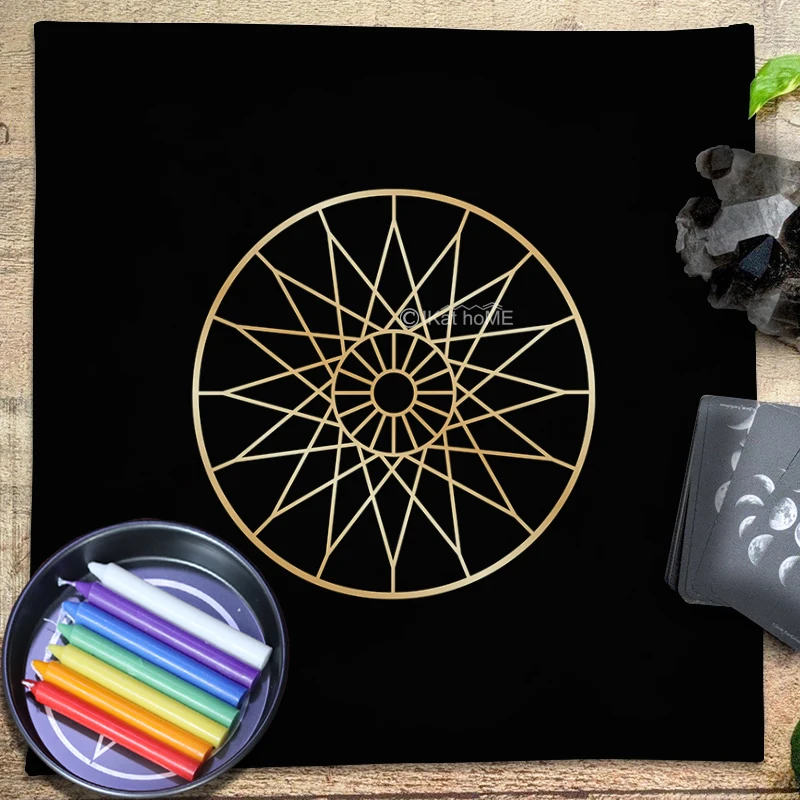 New Solomon Magic Geometryic Tarot Tablecloth Spread Velvet Altar Cloth Pagan Divination Witchcraft Astrology Oracle Card Pad