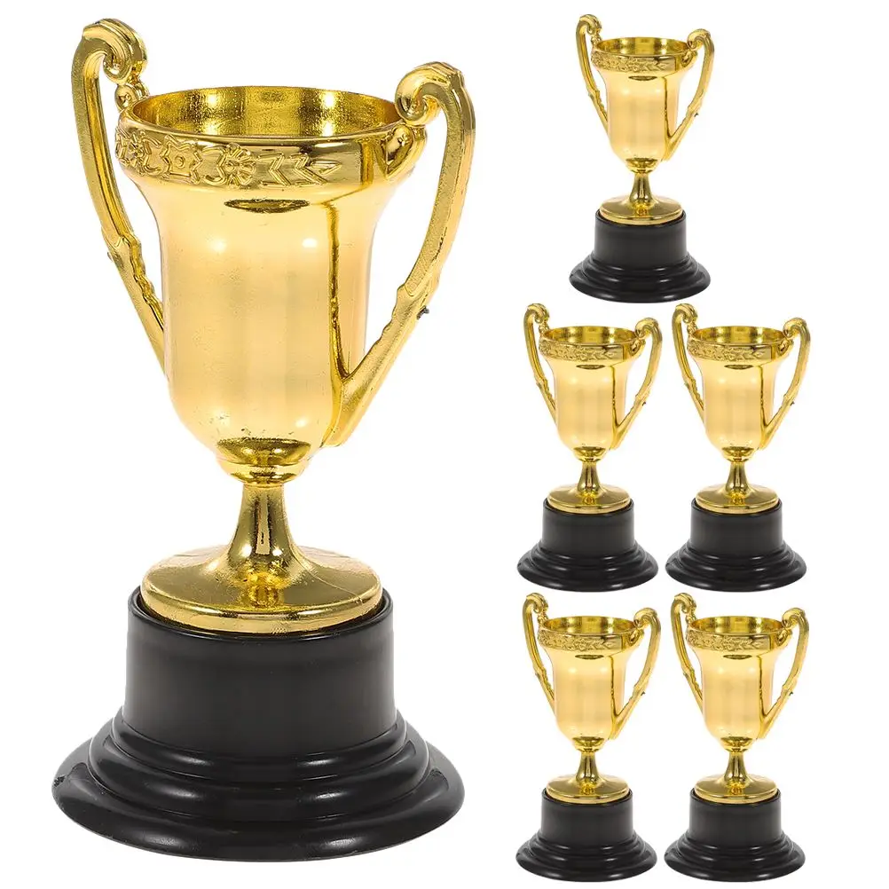 6PCS Gold Trophies Winner Trophies Kids Plastic Trophies Children Trophies Toy Soccer Baseball Carnival Prize Party Favors