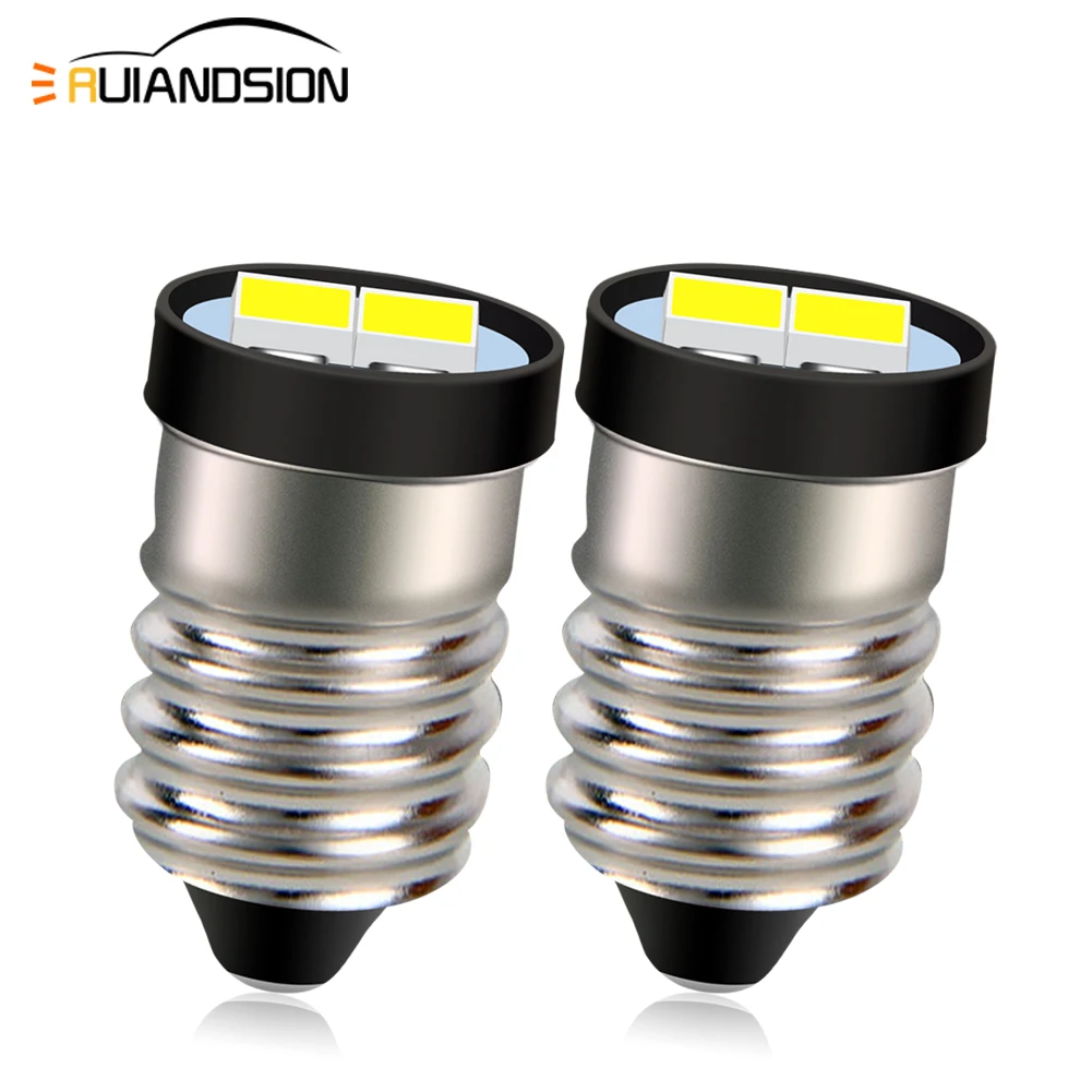 2Pcs E10 LED 5630 Chip Screwin 3V 6V 12V 100LM Machine Signal Lamp Flashlight Lantern Torch Bulb Yellow White 4300K Pilot lamps