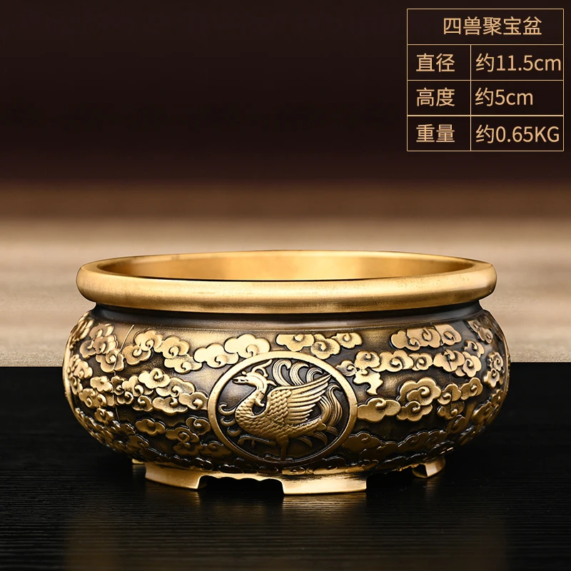 

Siling Cornucopia Copper Four Sacred Beasts Coin Bank Household Office Desk Surface Panel Decorations Twelve Zodiac Basin Copper