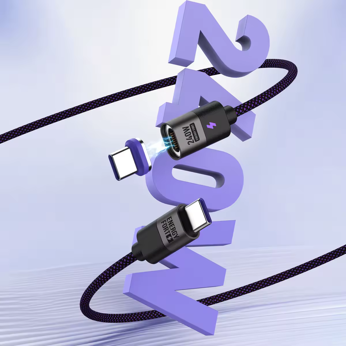 Магнитный зарядный кабель 240 Вт PD3.1 5A для быстрой зарядки, USB-C, магнитный кабель для зарядки телефона iPhone 15, Realme Poco, Xiaomi.