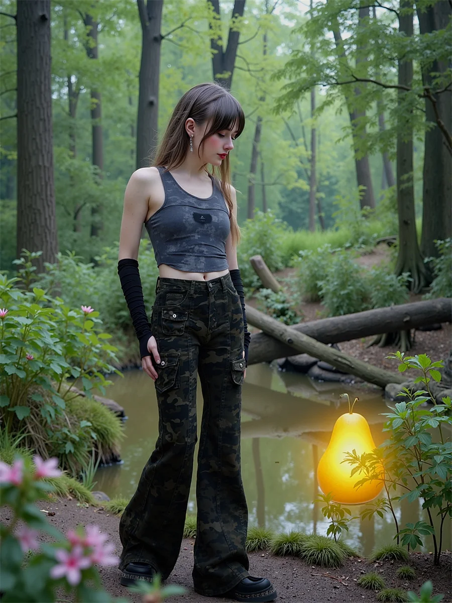 

Camouflage Slim Skinny Floor Jeans Women Stretchy High Waisted Straight Leg Patchwork Baggy Y2K Streetwear Retro Flared Trousers