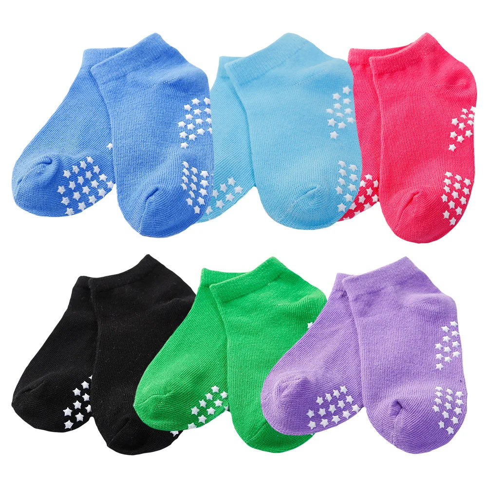 

6 Pairs Cotton Yoga Socks Comfortable Breathable Non Slip Cartoon Child Short Socks Skin Friendly Stretchy Elastic Opening No