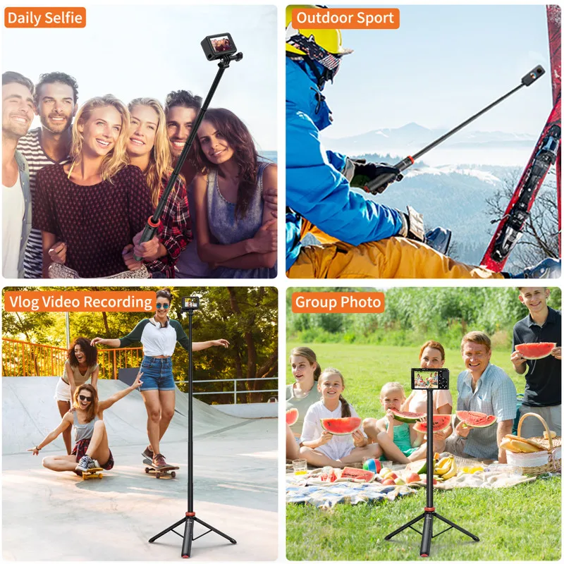 Aluminium verlängern Selfie Stick Stativ Mini tragbare Vlog Stativ für Gopro Held 13 12 11 Osmo Action Insta 360x4x3 Action Kamera – Detail 6
