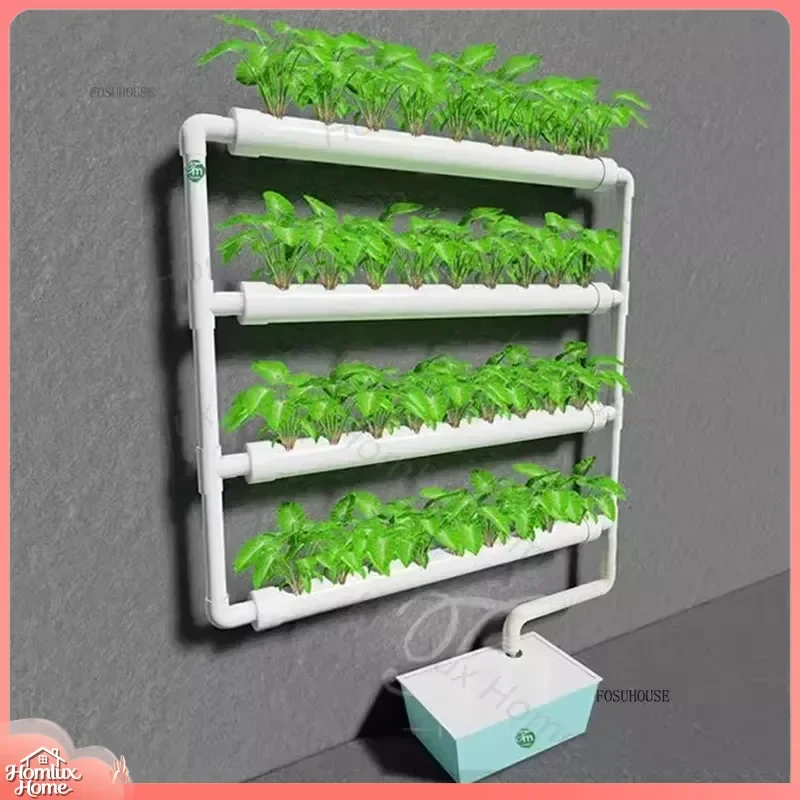Balcony Gardening Kit Hanging Hydroponic System for Vegetables Indoor Automatic Soilless Cultivation Setup with Nursery Pots