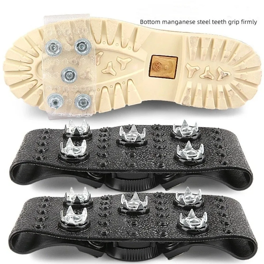 

Безопасность с 5-стальными шпильками. Ледяные бутсы. Противоскользящая кнопка регулировки. Захват для снега и льда. Нескользящие ручки для льда. Ходьба по льду.