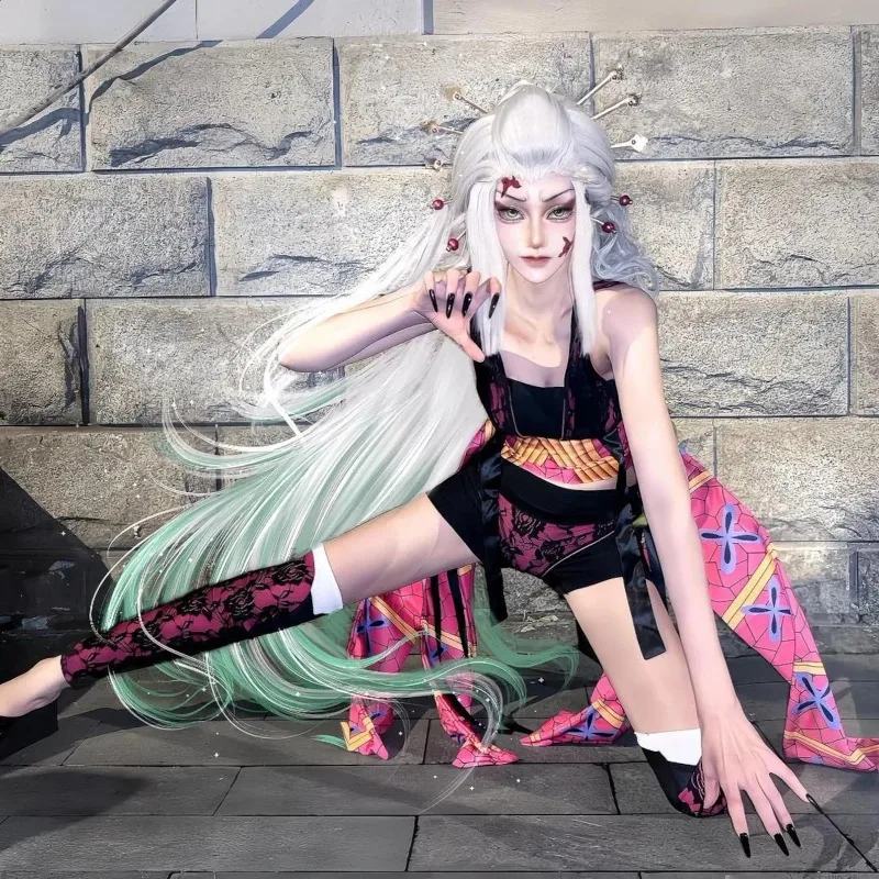 

Anime Daki Cosplay Costume Japanese Kimono Top Underwear with Wig Accessories Full Set Role Play Outfit for Women