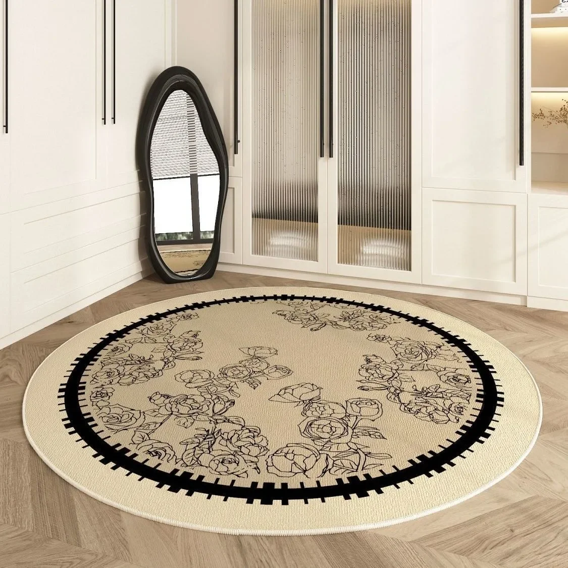 Living Room Carpet French Retro Round Bedroom Bedside Soft Rug Dirt-resistant Easy Care for Study Coffee Table Plush Mat Ковер