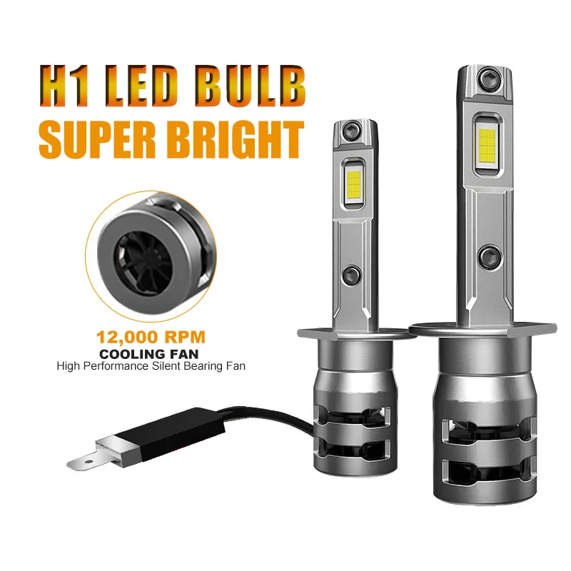 

H1 фонарь для автомобильной фары, 6000 лм, автомобильная противотуманная лампа, 12 В, турболампы для фар 7535 k, Canbus, чип CSP, Plug & Play