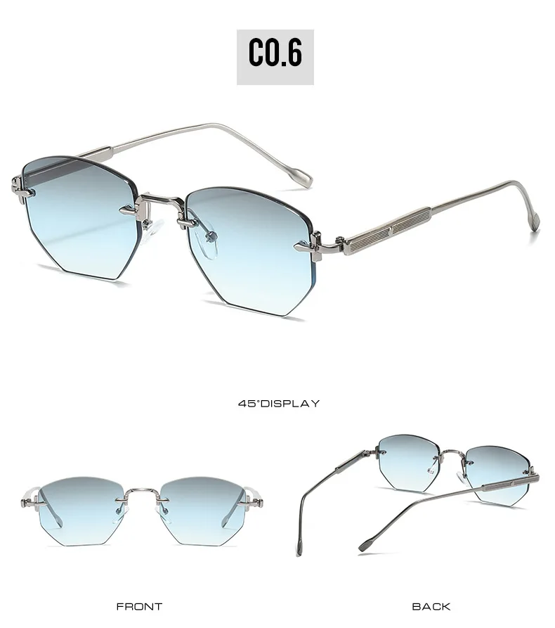 2025 neue Randlose Sonnenbrille Frauen Marke Mode Luxus Uv400 Damen Polygon Sonnenschutz Reise Brillen – Detail 11