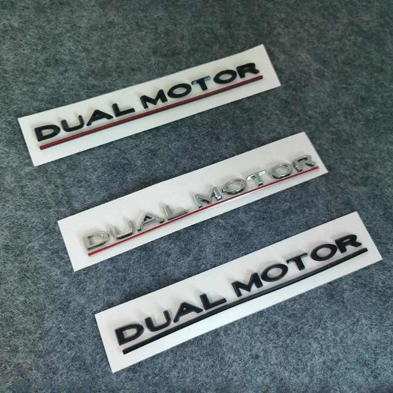 DUAL MOTOR Emblem For Tesla Model 3 Y S X Accessories Underlined Letters Logo Performance Badge Trunk Sticker Chrome 3D Decal