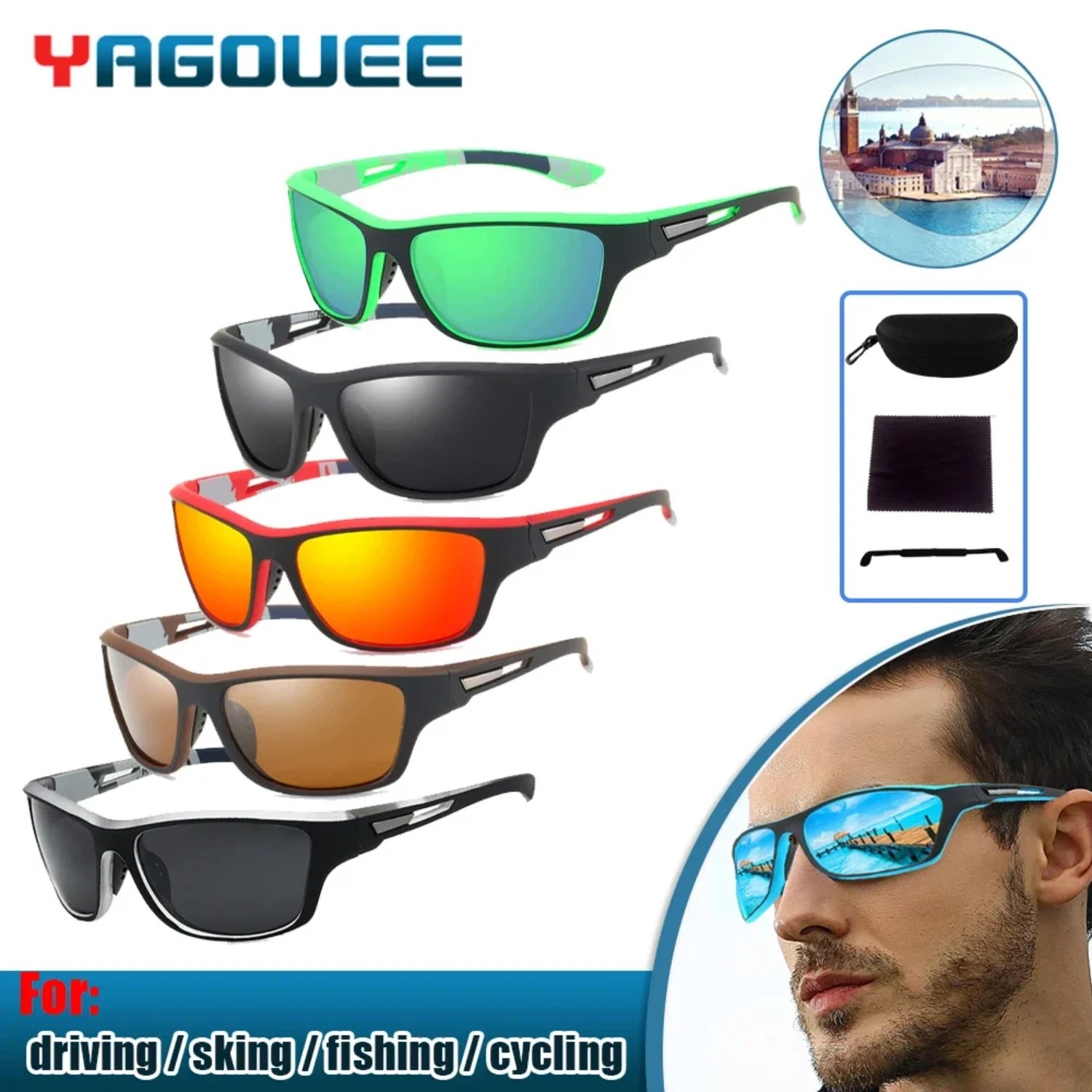 Gafas de sol para hombre, protección UV, deportivas polarizadas para hombre, deportes al aire libre, a prueba de viento, arena, bicicletas, gafas de sol deportivas para hombre