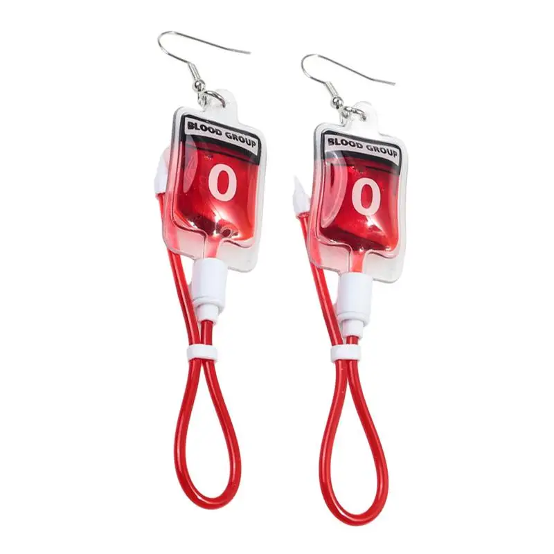 Plasma Earrings Halloween Blood Plasma Bag Drop Dangle Fashion Charm Jewelry Gift For Women Girls Halloween Drop Ear Dangles For