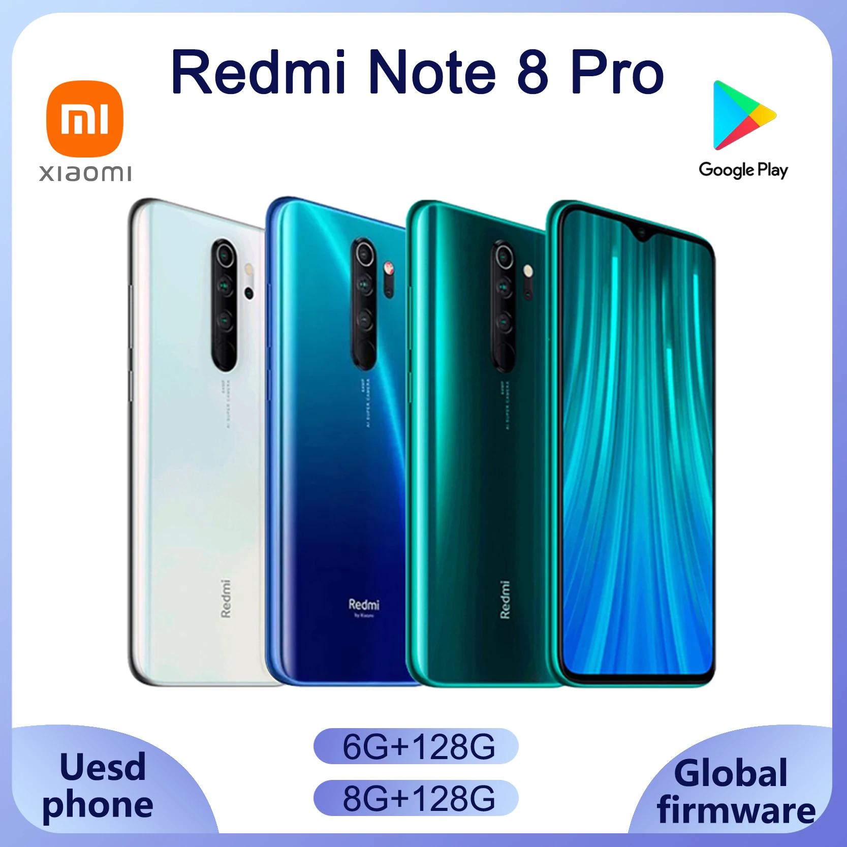 Xiaomi Redmi Note 8 Pro Cell Phone 4500mAh Battery 64MP Quad Camera Global Version 6.53 Display FHD Screen