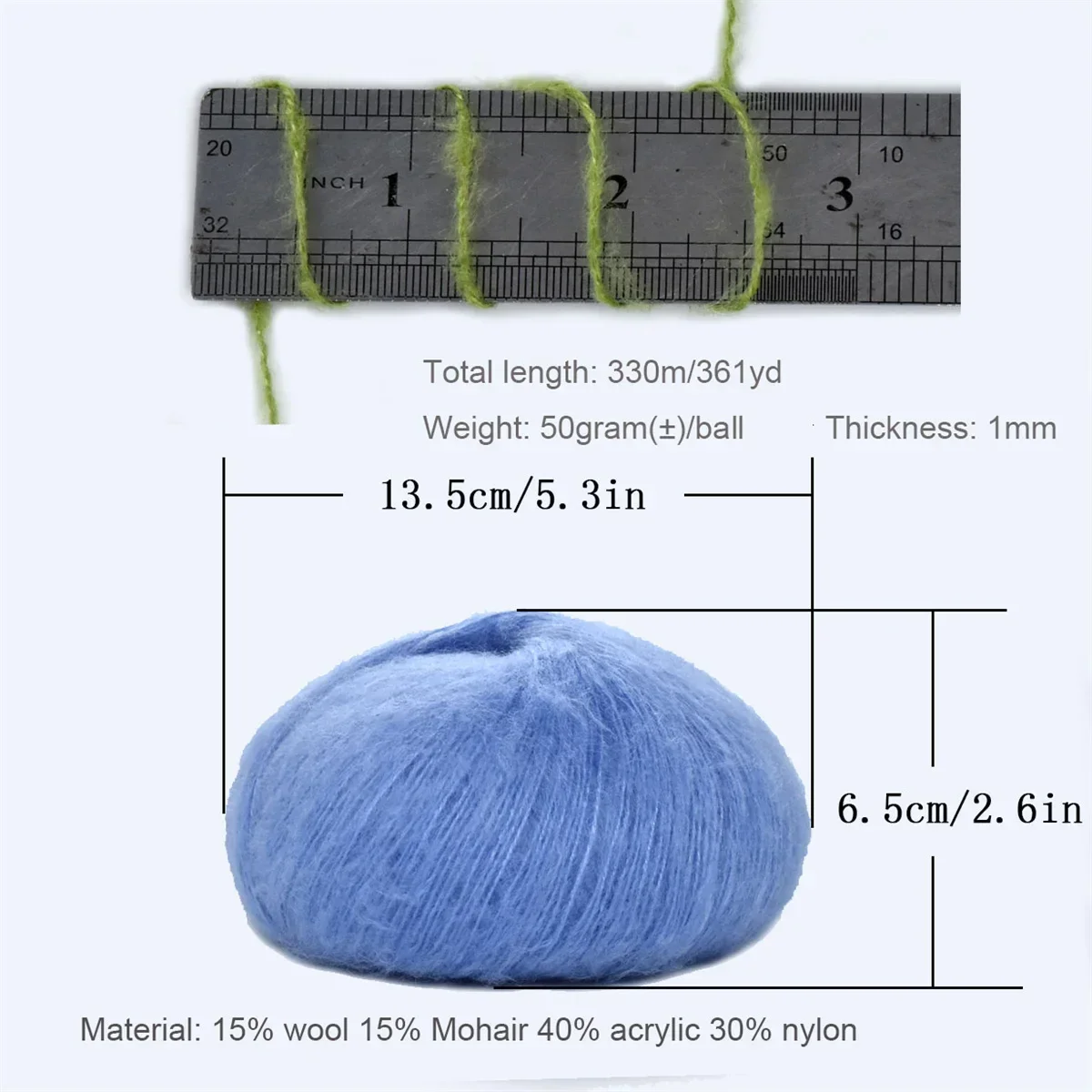 50g Mohair Silk Wool Yarn for Hand Knitting