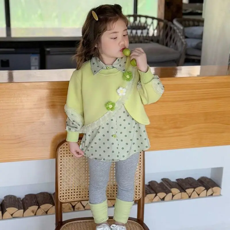 فتاة الخريف بلايز السراويل قطعتين مجموعة الربيع البلوز طماق الطفل طالب الملابس Kawaii موضة نمط جديد ملابس منزلية غير رسمية #3