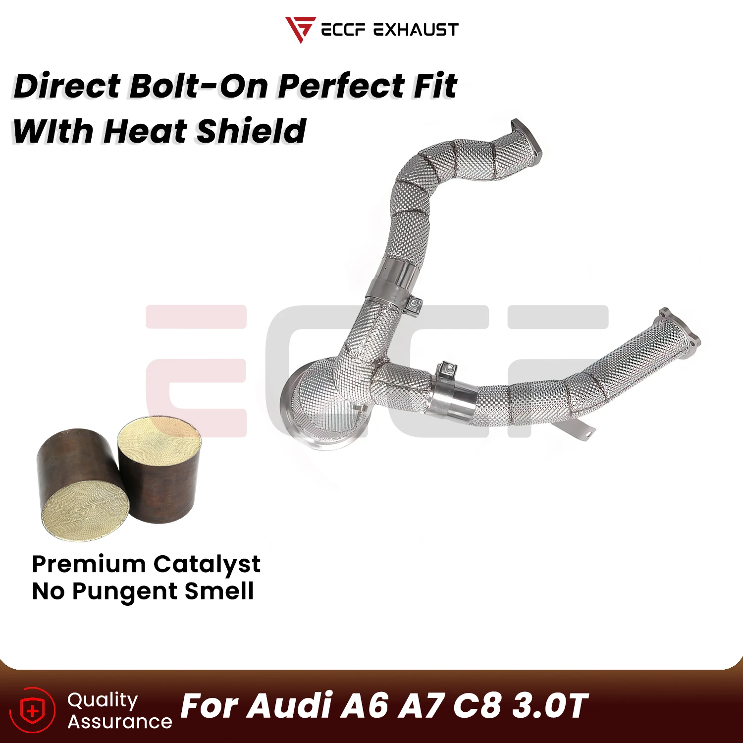 Sporty Downpipe with Heat Insulation For Audi A6 A7 C8 3.0T Aggressive Sound Plug and Play Upgrade Performance