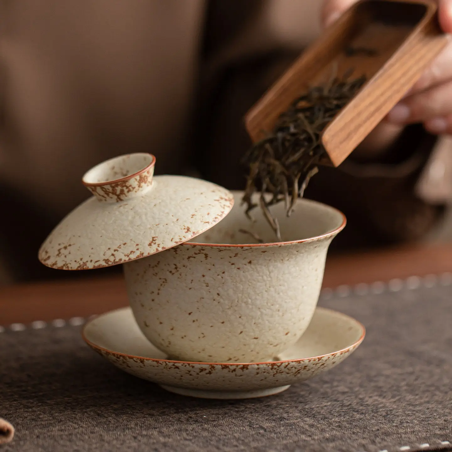 Firestone Red 3-in-1 Gaiwan Large Retro Tea Cup Set, Non-scald With Hoverable Lid, Household Tea Maker & Home Decoration