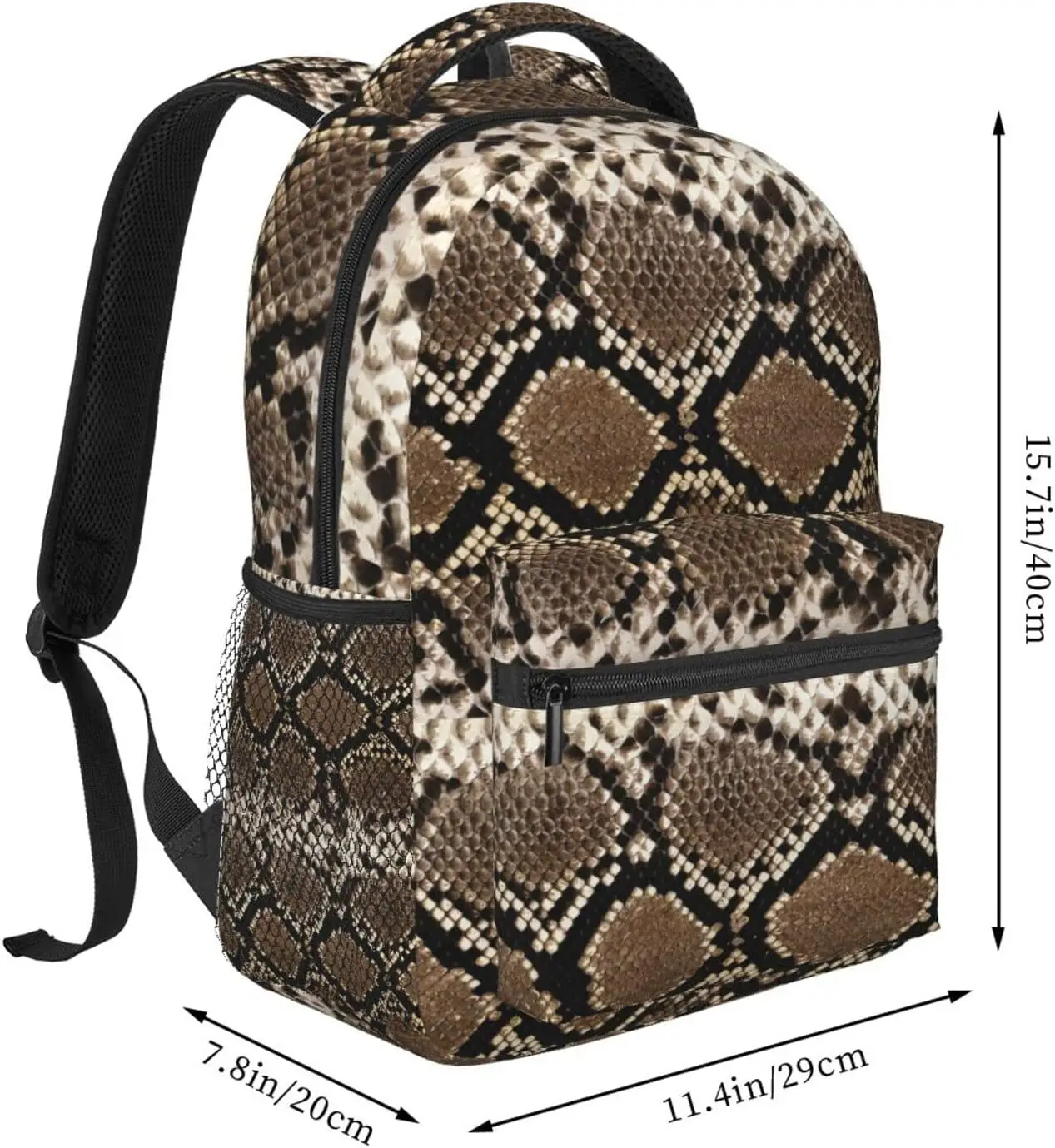 Snake Skin Backpack Snake Travel Bag Animal Lightweight Daypack Bag Laptop Tablet Bag