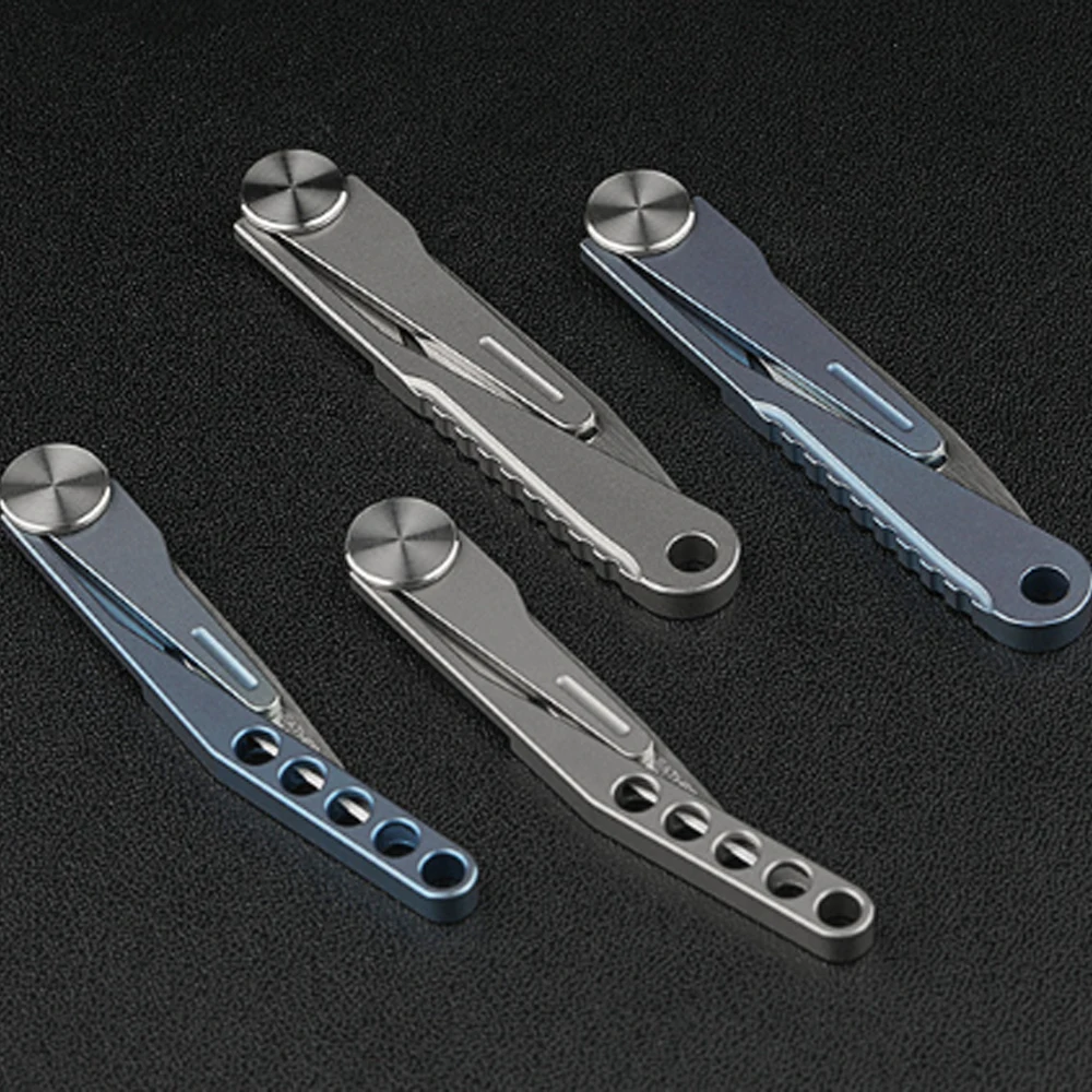 Titanium alloy mini folding surgical knife for outdoor camping and fishing portable unboxing knife with 10pcs replaceable surgic