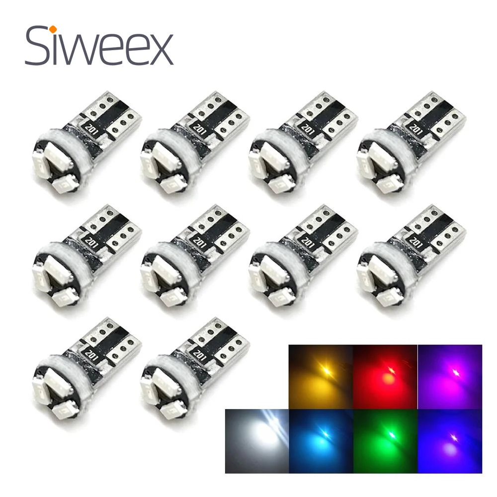 

10 Pcs T5 3014 3 SMD Car Wedge LED Dashboard Bulb CANBUS Error Free License Plate Light Lamp DC 12V White