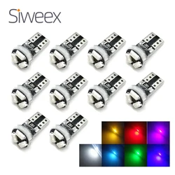 10 Pcs T5 3014 3 SMD Car Wedge LED Dashboard Bulb CANBUS Error Free License Plate Light Lamp DC 12V White