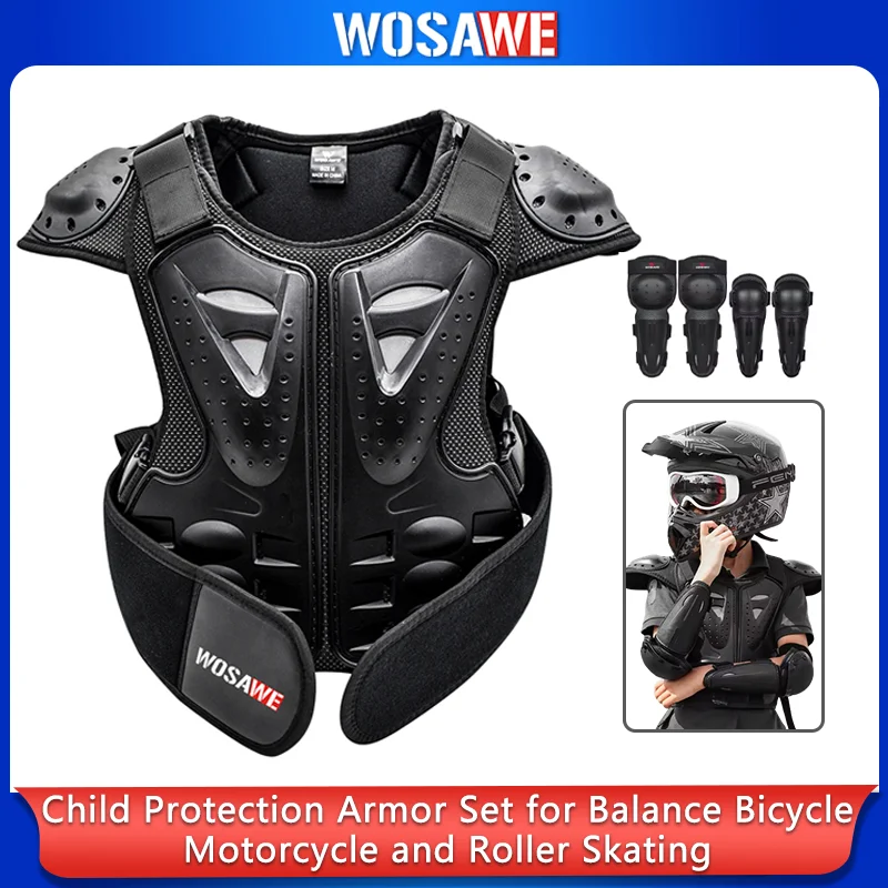 WOSAWE Kids' Protective Armor Set for Balance Bike, Motorcycle & Roller Skating – Chest, Back, Hip, Knee & Elbow Pads