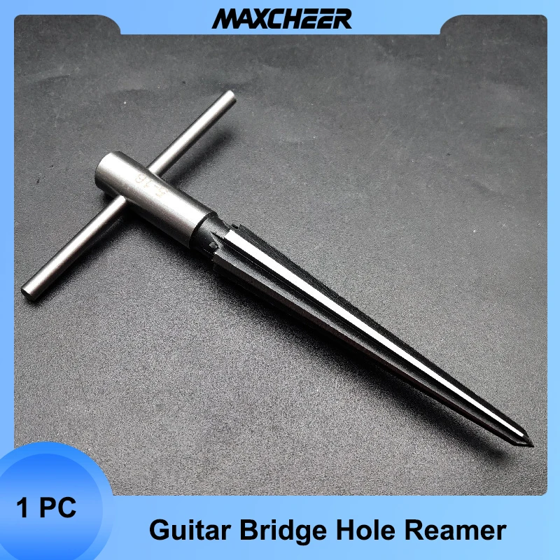 Guitar Bridge Pin Hole Handheld Reamer Pickup Luthier Tool T-Shaped Steel Handle Tapered 6 Fluted Chamfer Reaming DIY Woodworker