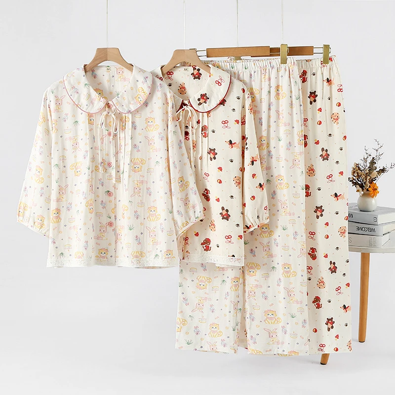 

2pcs Women's Pajama Set Dopamine Color Style Bamboo Cotton Fabric Long Sleeve Loose Lightweight Soft Loungewear Set For Spring S