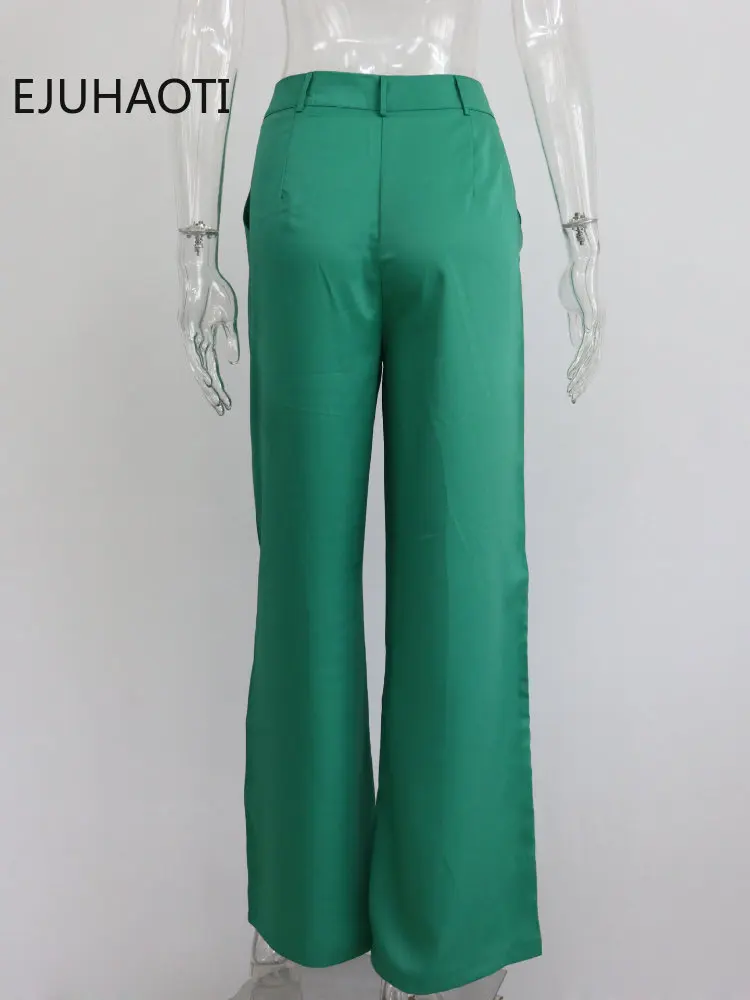 2024 New Spring Summer Women\'s Casual Straight Classic Green Black Rose Red High Waist Pants Korean Wide Leg Trousers For Women