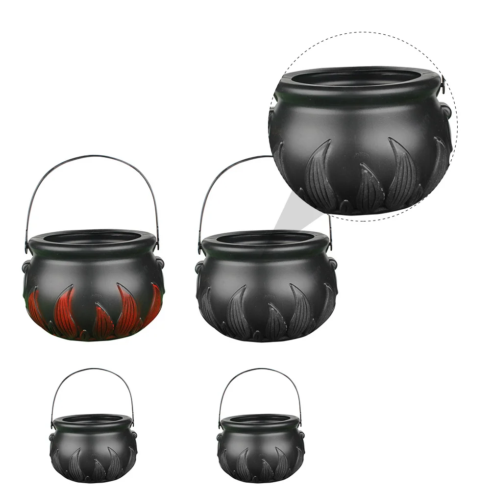 

4Pcs Halloween Candy Bucket with Flame Design Functional Storage Can for Sweets and Small Items Themed Party Favor Trick Or