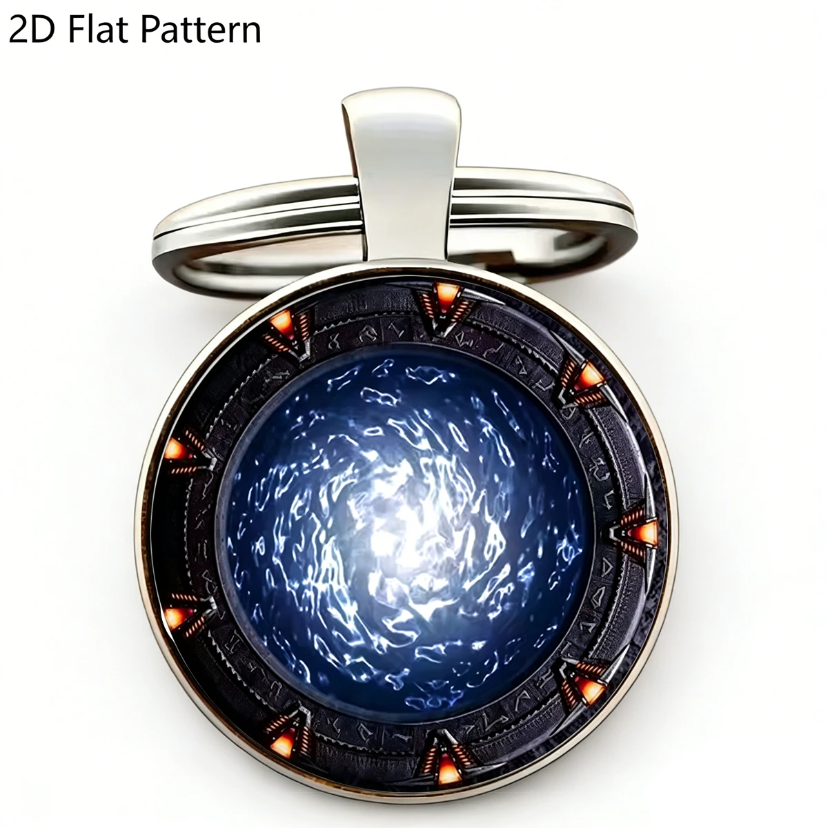 Chaveiro de Metal Stargate com Vidro Convexo, Presente para Fãs de Atlantis, Lembrança Durável para Mochilas