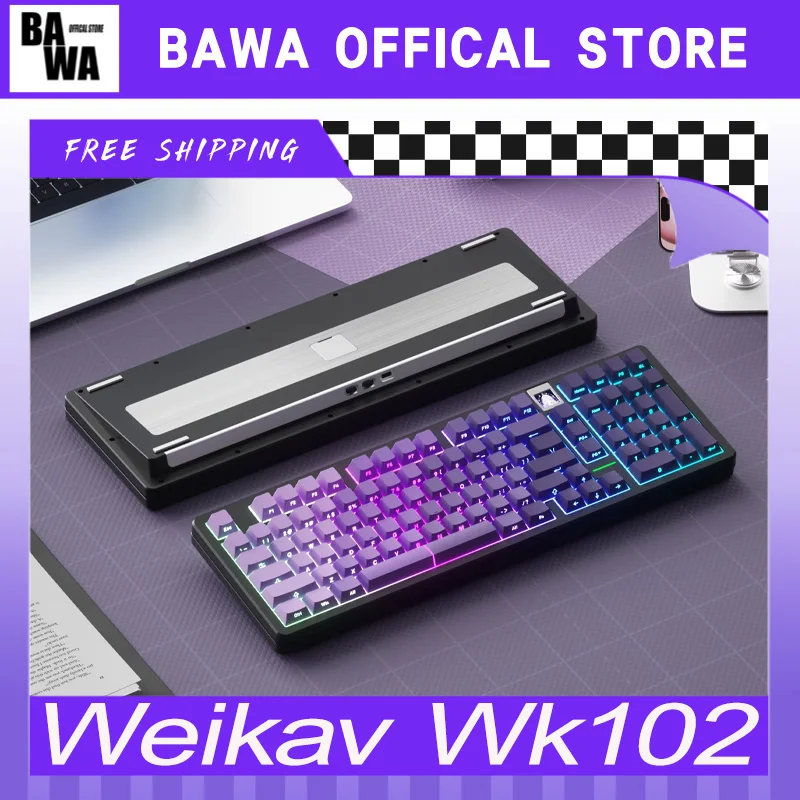 

Weikav Wk102 Механическая клавиатура Беспроводная трехрежимная пользовательская горячая замена RGB с экраном Esport Gamer Клавиатура для ПК Аксессуар Подарок ﻿