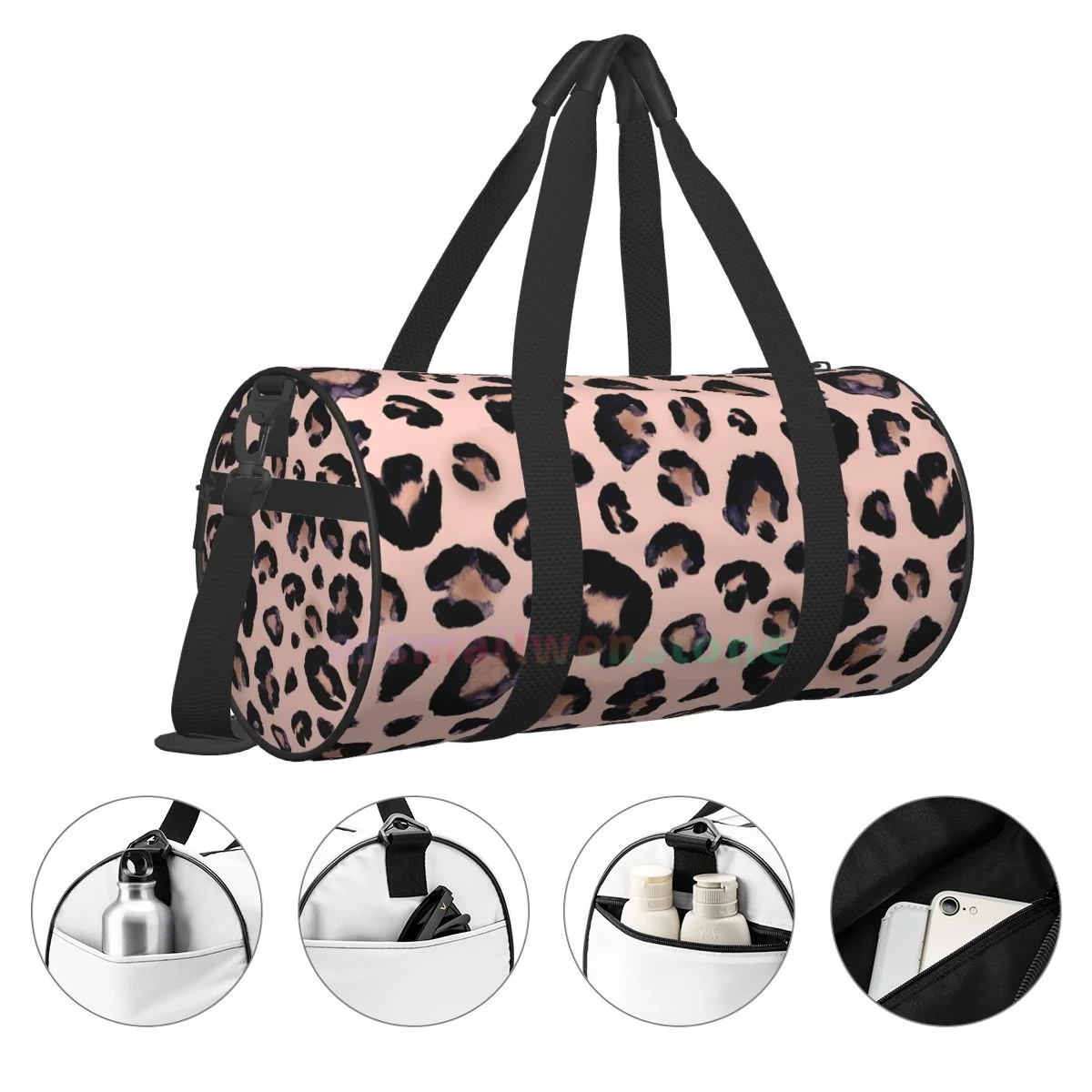 Cheetah-bolsa de viaje para Yoga, mochila duradera de entrenamiento, bolsos redondos para Fitness al aire libre, color rosa