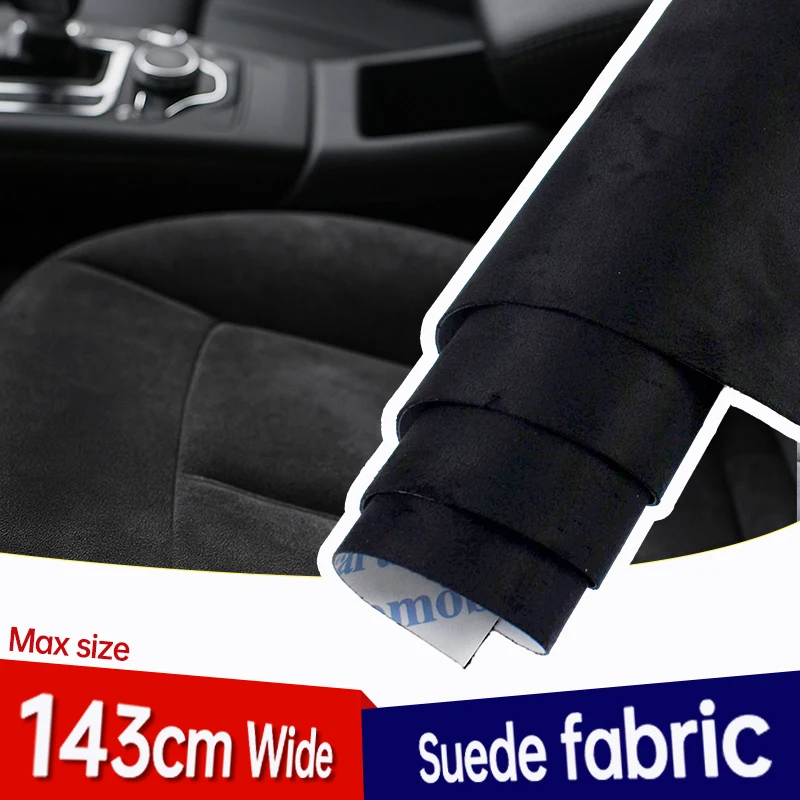 

20*30cm 50x143cm Black Suede Self-Adhesive Fabric Stretch Synthetic Leather Cloth for Car Interior Jewelry Box DIY Accessories