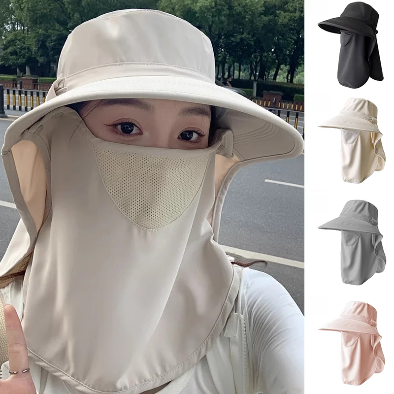All Around Sunsahde Hat Sun Protection UV Anti Wide Brim Fishing Hiking Cap Face Covering Breathable Gardening Sun Visor