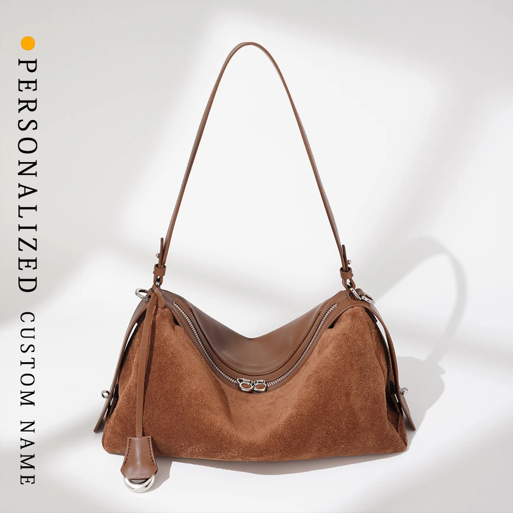 

Large capacity tote bag handbag cowhide leather versatile one-shoulder crossbody bag fashionable new custom gold stamping custom
