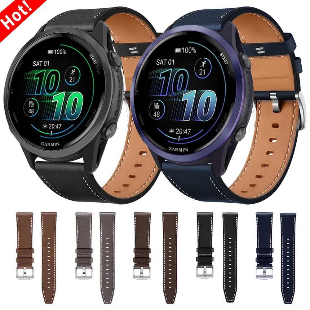 Сменный кожаный ремешок 20 мм 22 мм для Garmin Vivoactive/Active 6 Move 3 Venu 3 2 Sq Band Forerunner 570 265 255 Музыкальный браслет