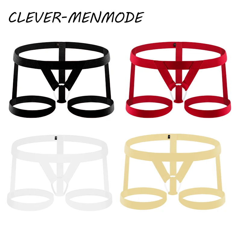 CLEVER-MENMODE Men\'s Sexy Thong Bondage Underwear Legging Belt Cockring Suspender Band Fetish Flirting Erotic Lingerie